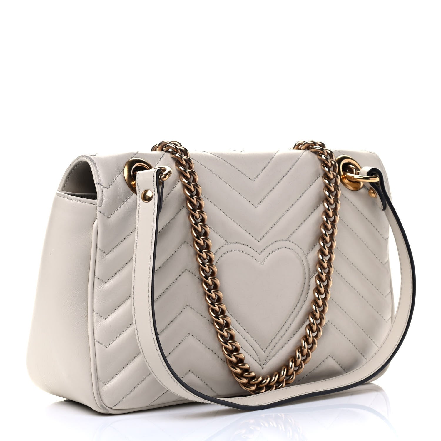 Gucci Calfskin Matelasse Small GG Marmont Shoulder Bag White 2 of 4