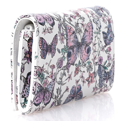 Christian Dior Calfskin Butterfly Printed Caro XS Wallet White Multicolor 3 of 8