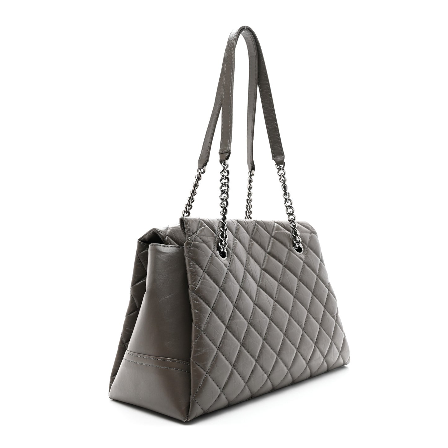 Aged Calfskin Lady Pearly Tote Grey