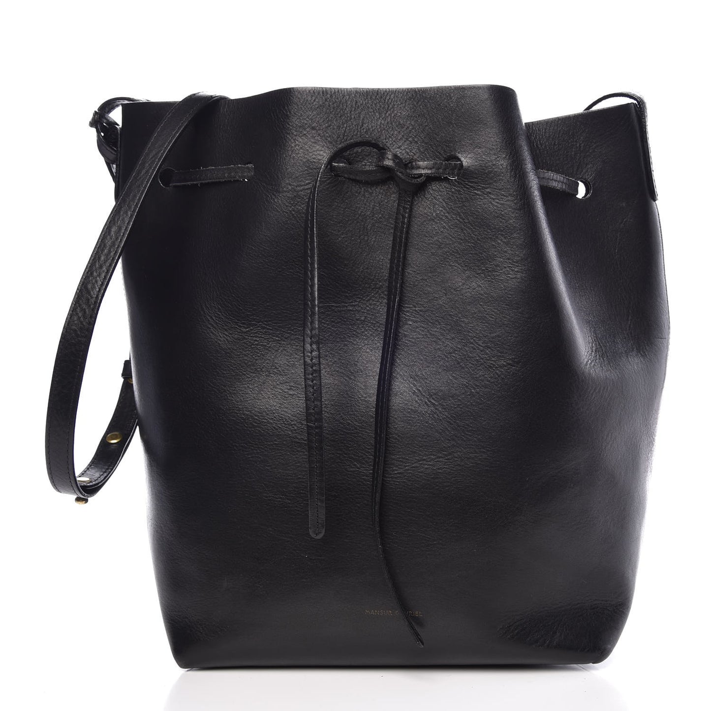 Vegetable Tanned Calfskin Bucket Bag Black