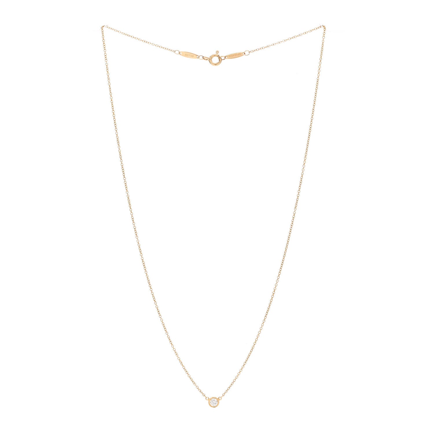 Tiffany 18K Yellow Gold Diamond .14ct Elsa Peretti Diamonds by the Yard Pendant Necklace 3 of 5