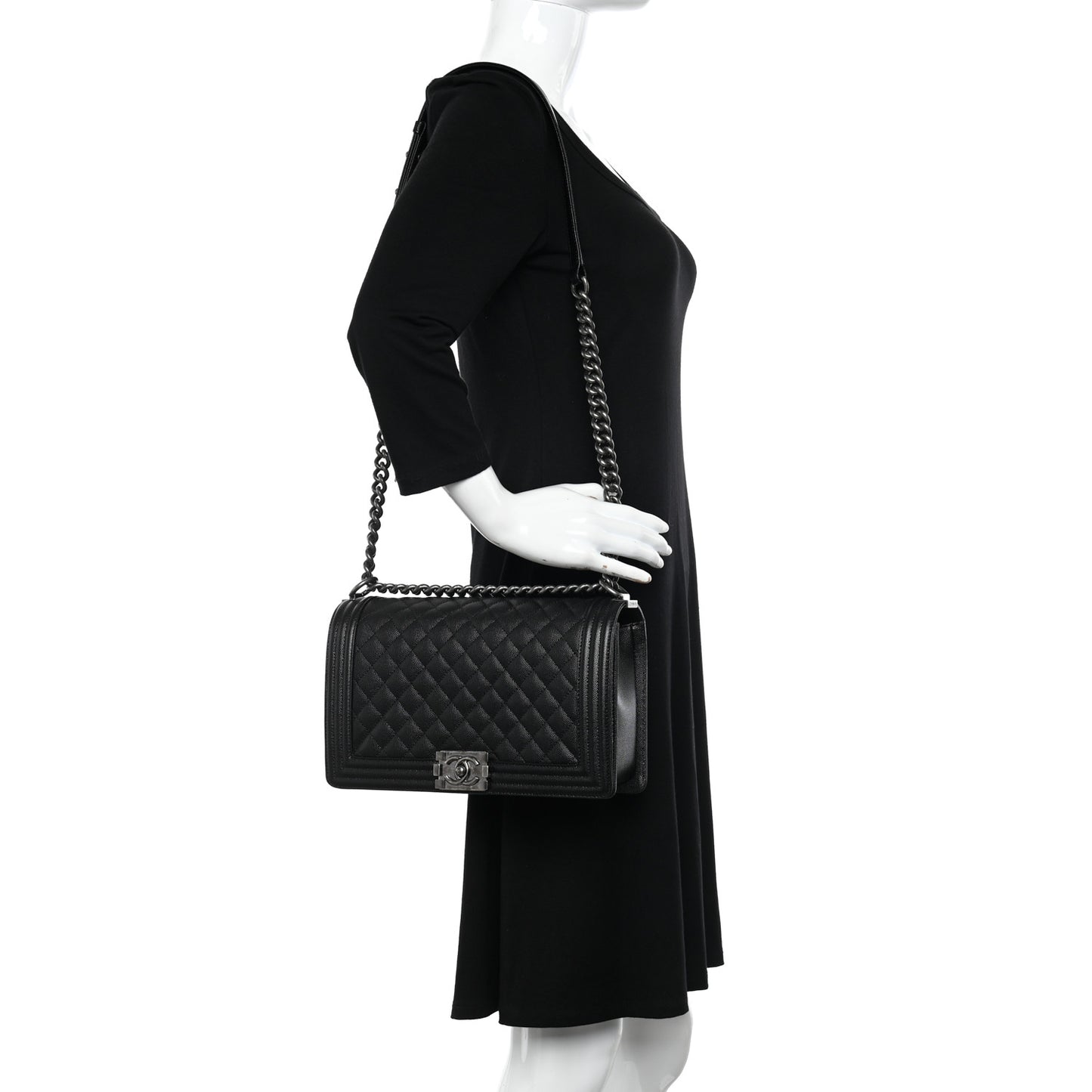Caviar Quilted New Medium Boy Flap Black