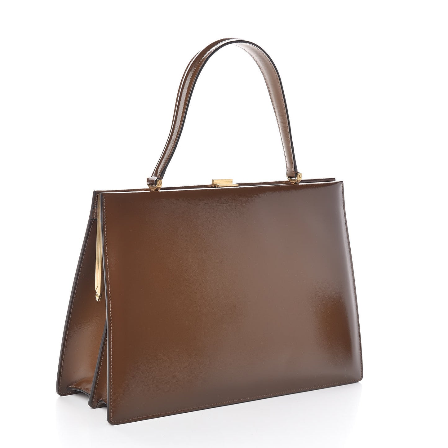 Patina Box Calfskin Medium Clasp Bag Camel