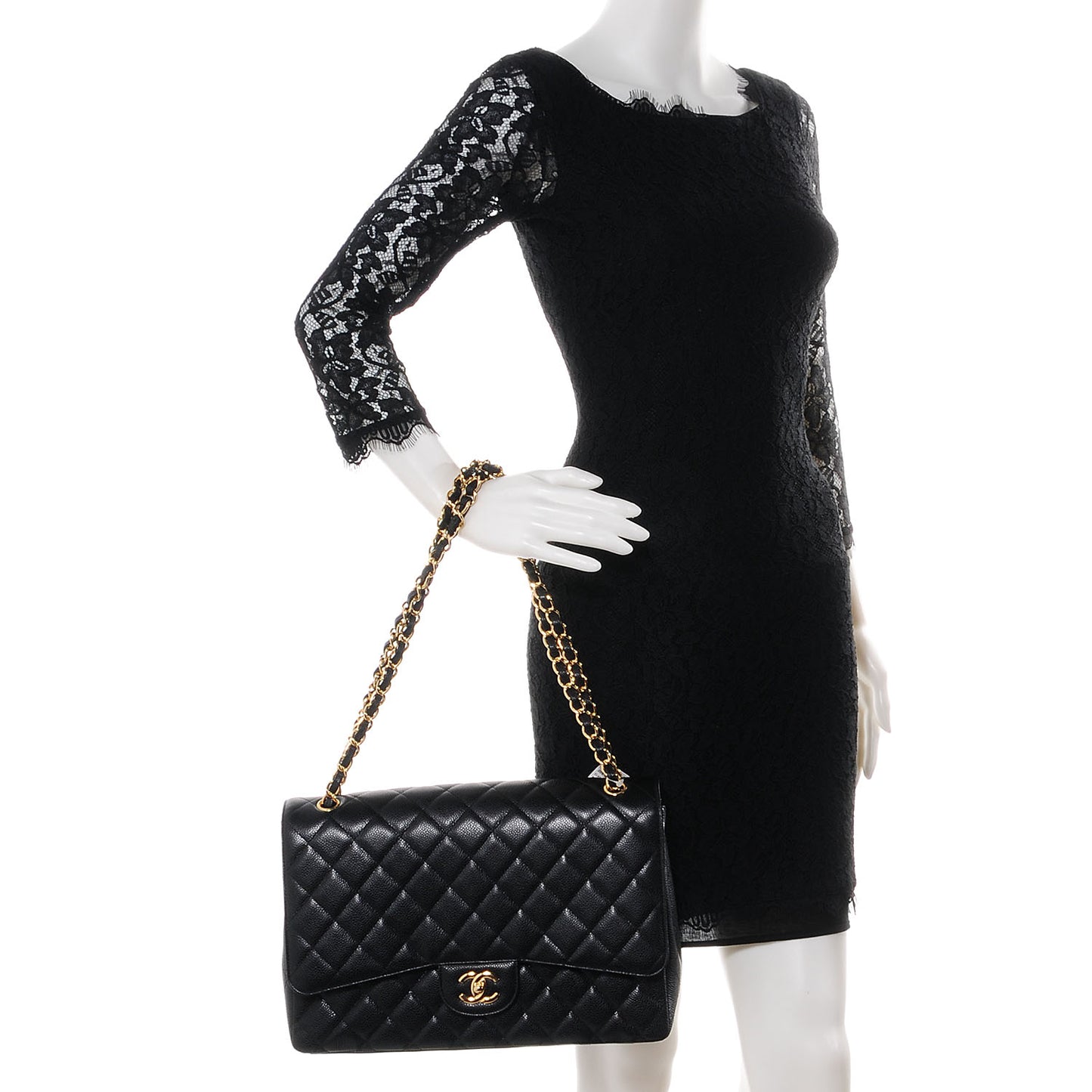 Caviar Maxi Single Flap Black