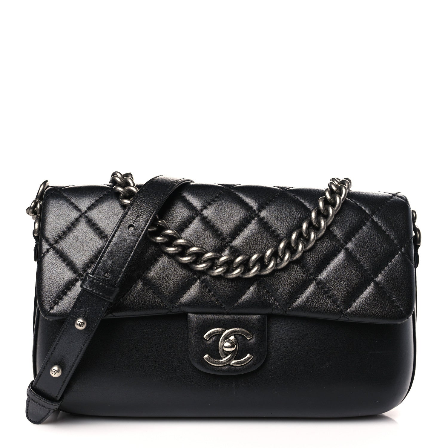 Chanel Calfskin Quilted Large Rock My Shoulder Flap Black 1 of 9