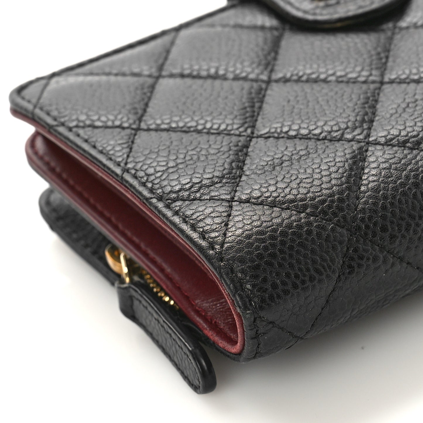 Caviar Quilted Zipped Pocket Wallet Black