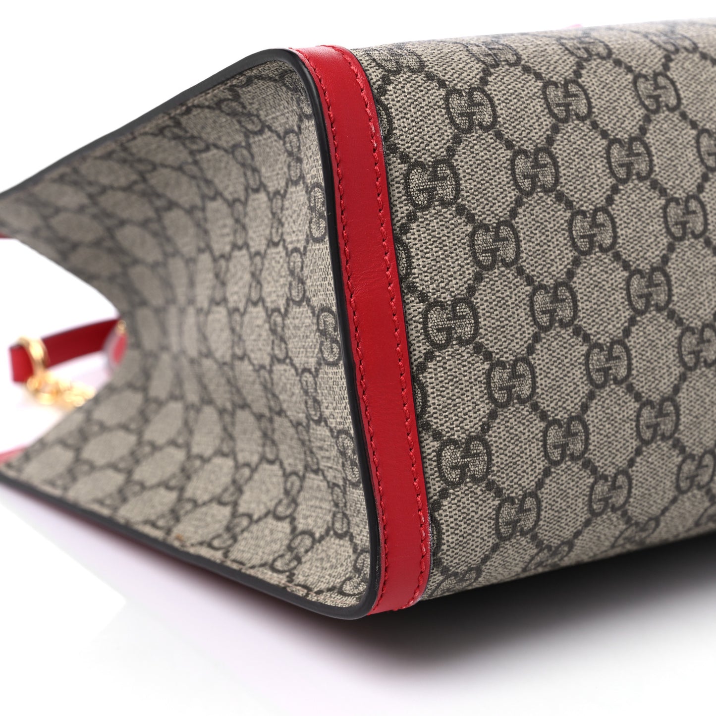 GG Supreme Monogram Medium Padlock Tote Hibiscus Red