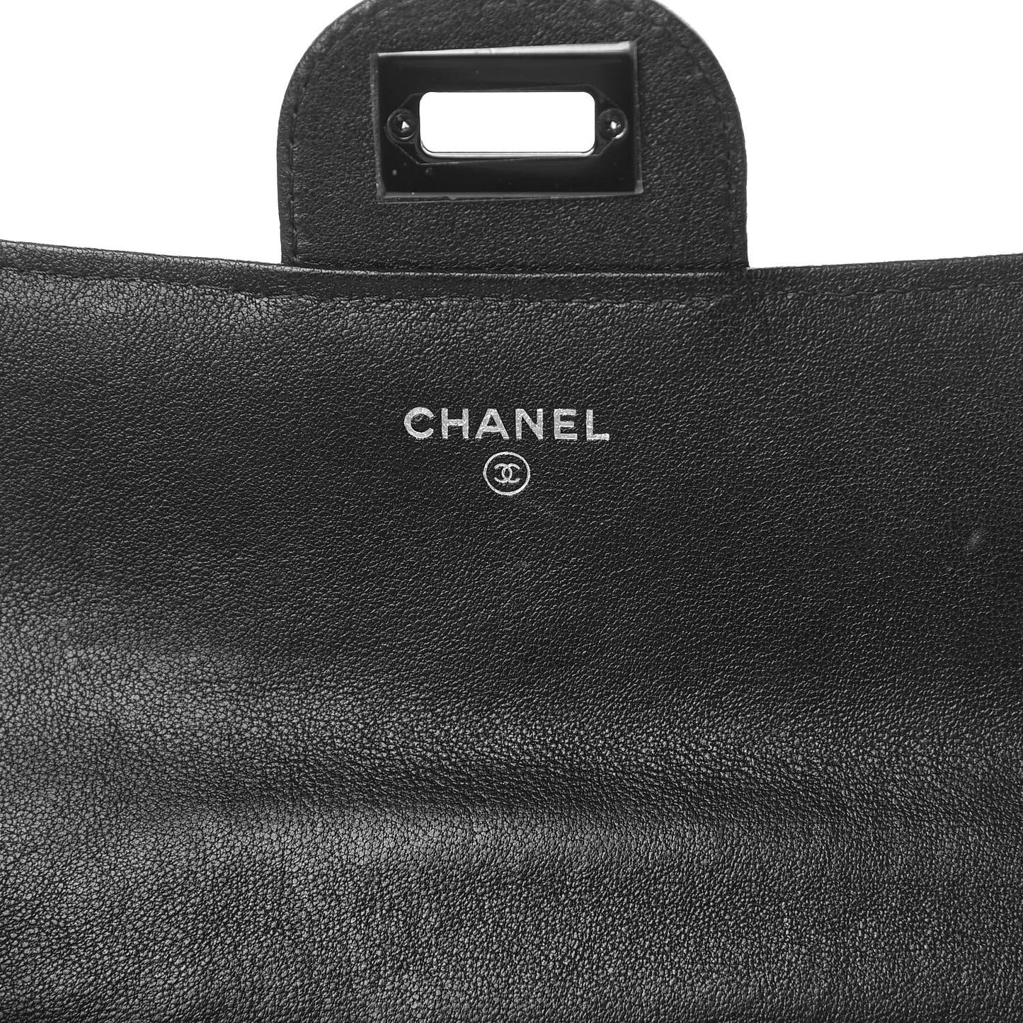 Sheepskin Chevron Quilted Reissue Large Gusset Flap Wallet So Black