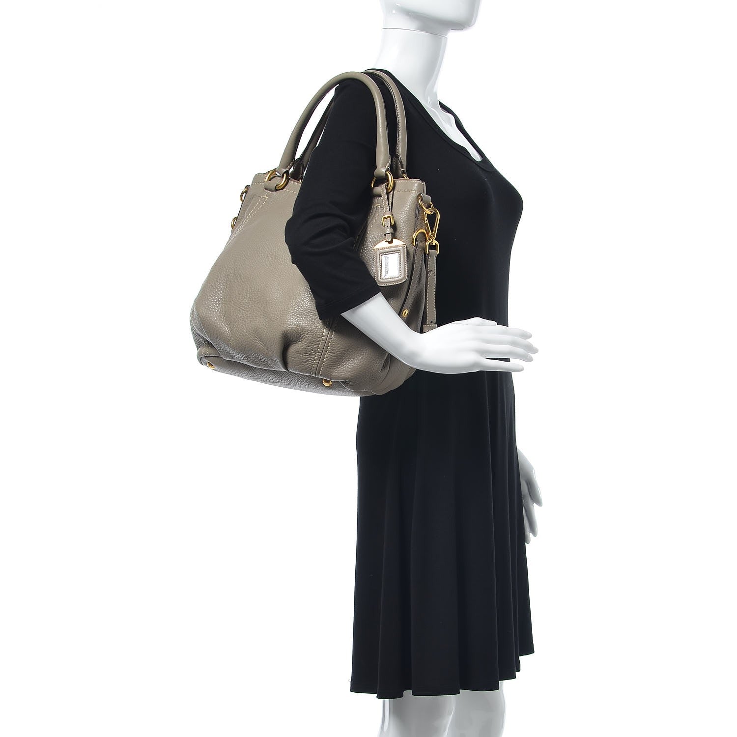 Prada Vitello Daino Shoulder Bag Argilla 2 of 8