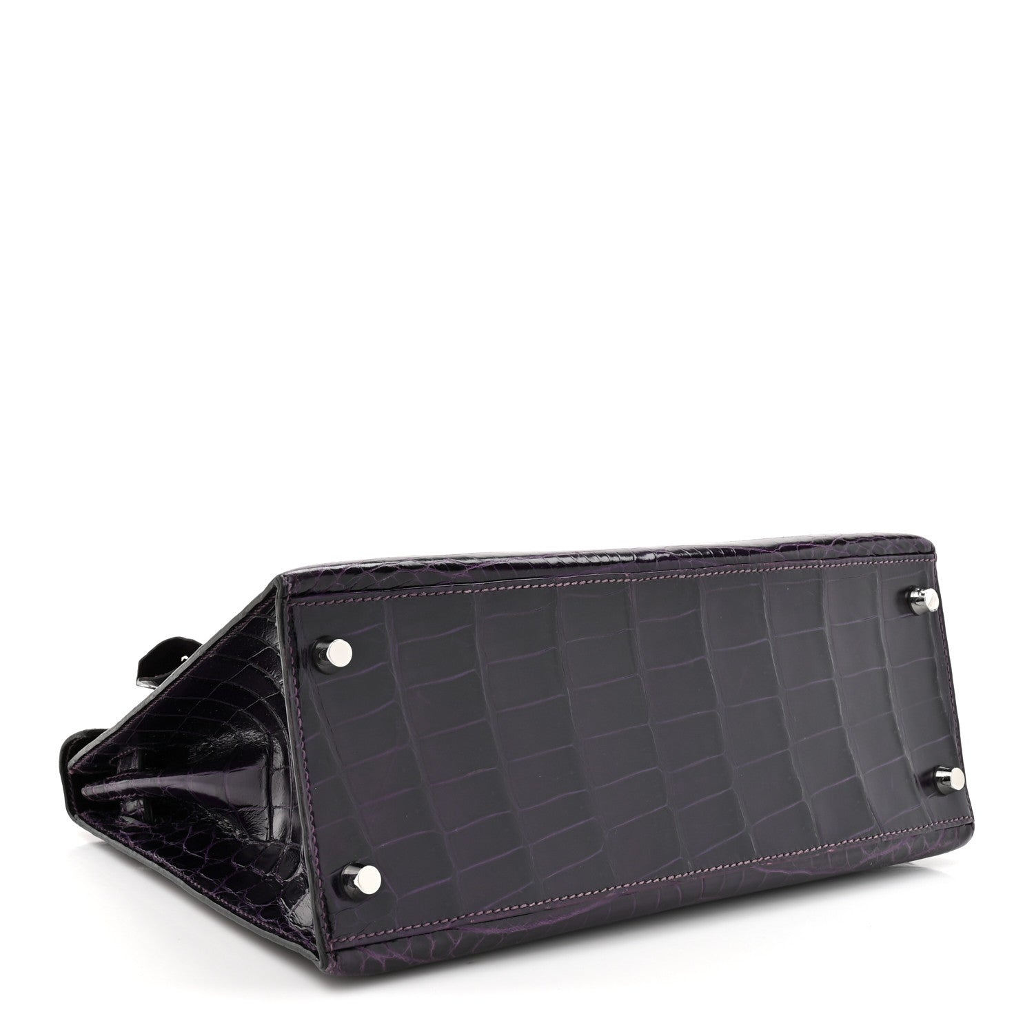 Hermes Shiny Niloticus Crocodile Kelly Sellier 28 Amethyst 7 of 23