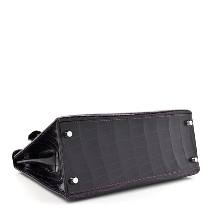 Hermes Shiny Niloticus Crocodile Kelly Sellier 28 Amethyst 7 of 23