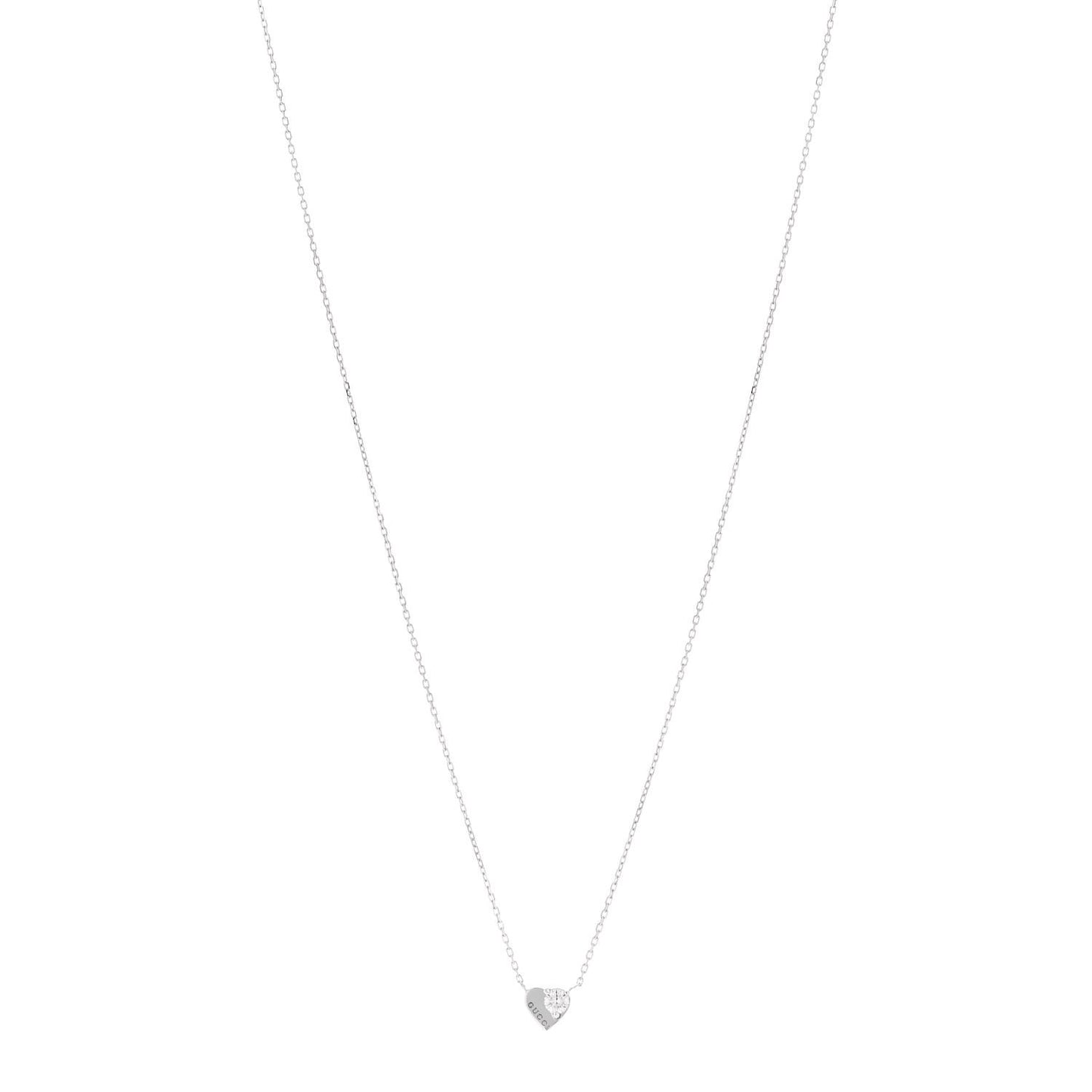 18K White Gold Diamond Heart Pendant Necklace