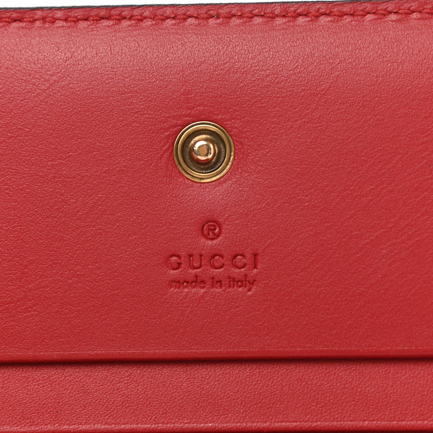 GG Supreme Monogram Cherry Embellished Card Case Wallet Hibiscus Red