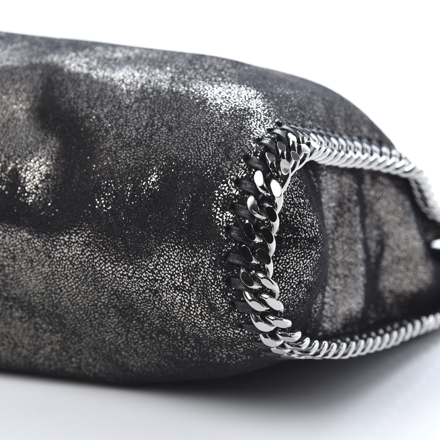 Chamois Shiny Dotted Falabella Fold Over Tote Ruthenium