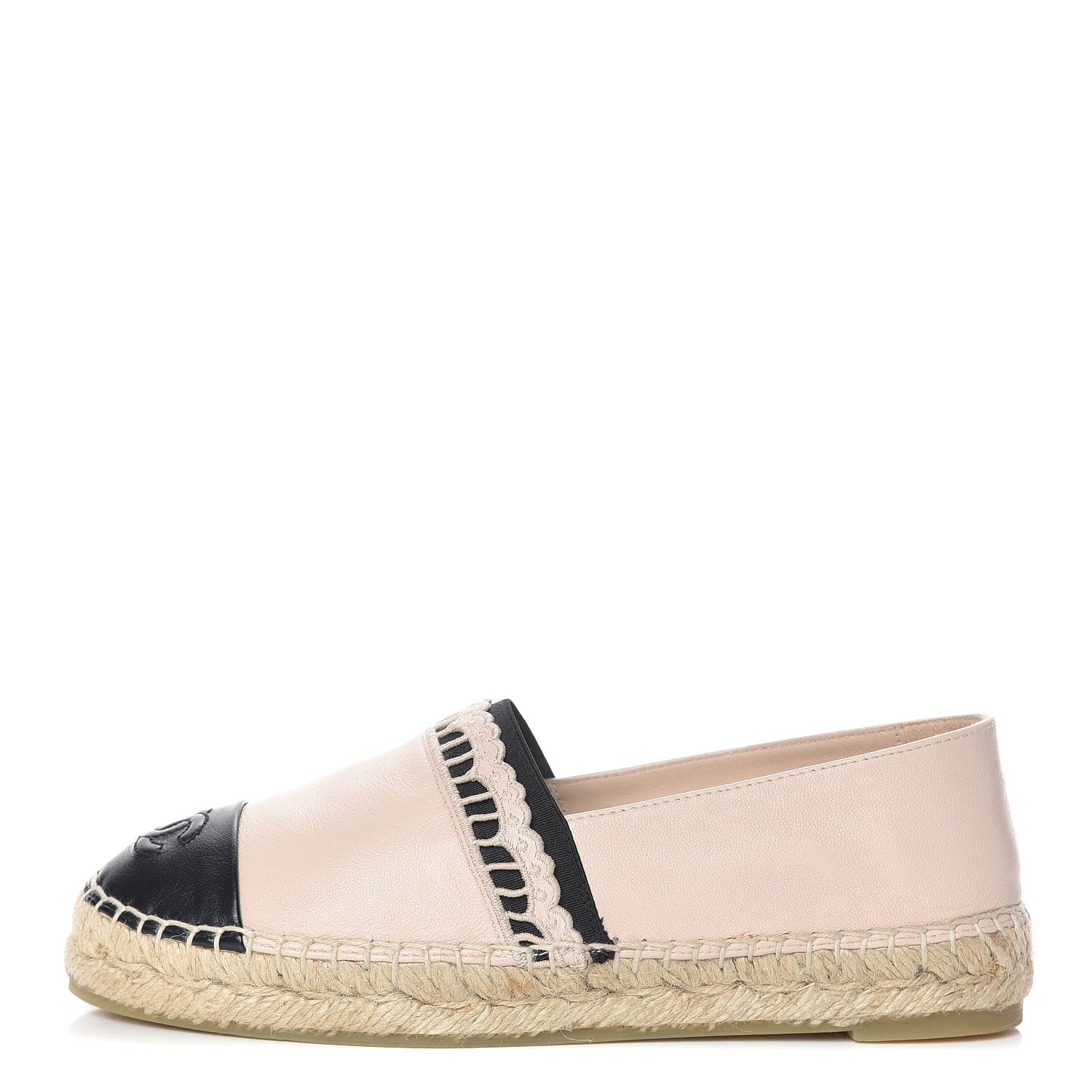 Chanel Lambskin CC Espadrilles 36 Beige Black 1 of 12