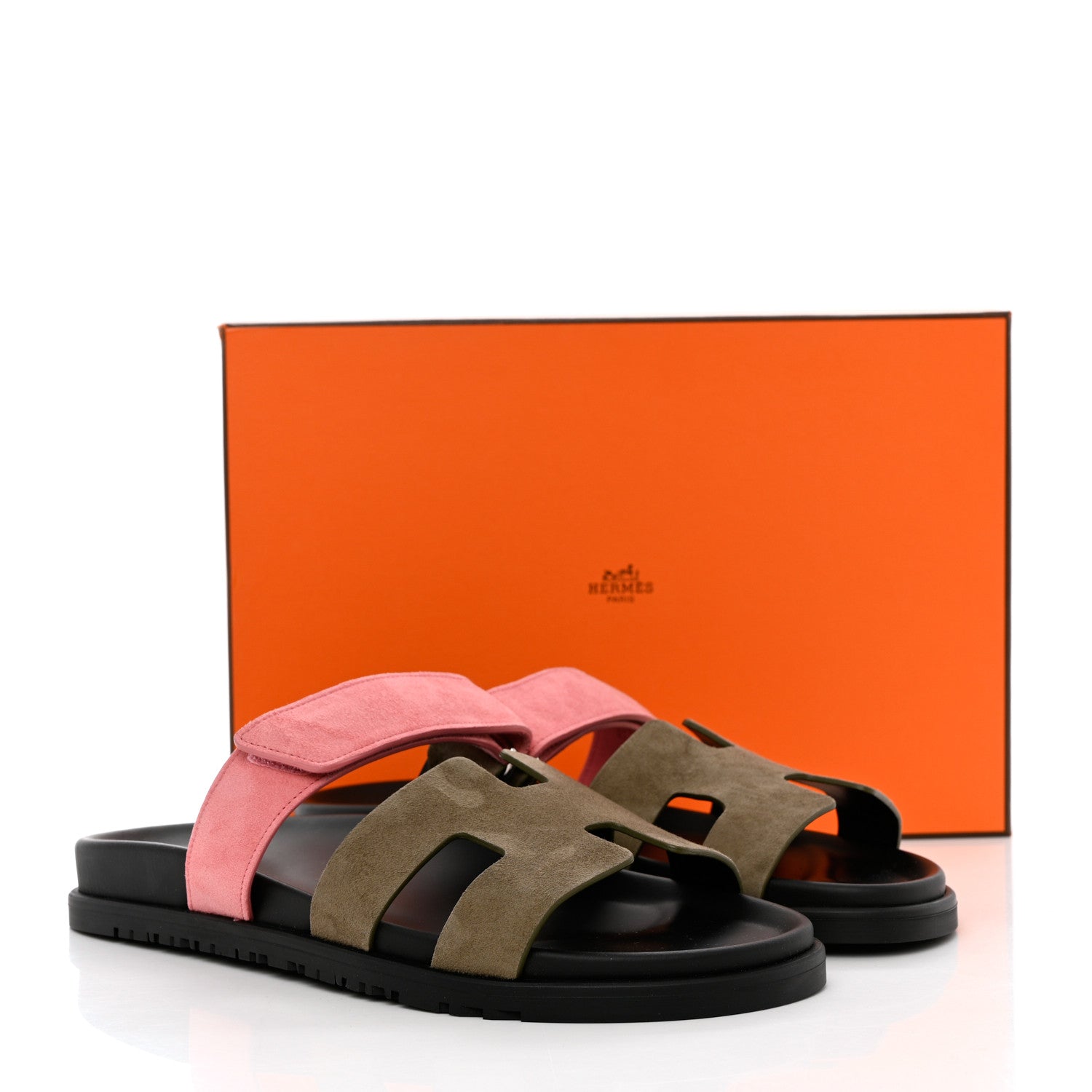 Hermes Suede Goatskin Womens Chypre Sandals 40.5 Toundra Rose Du Desert 9 of 9