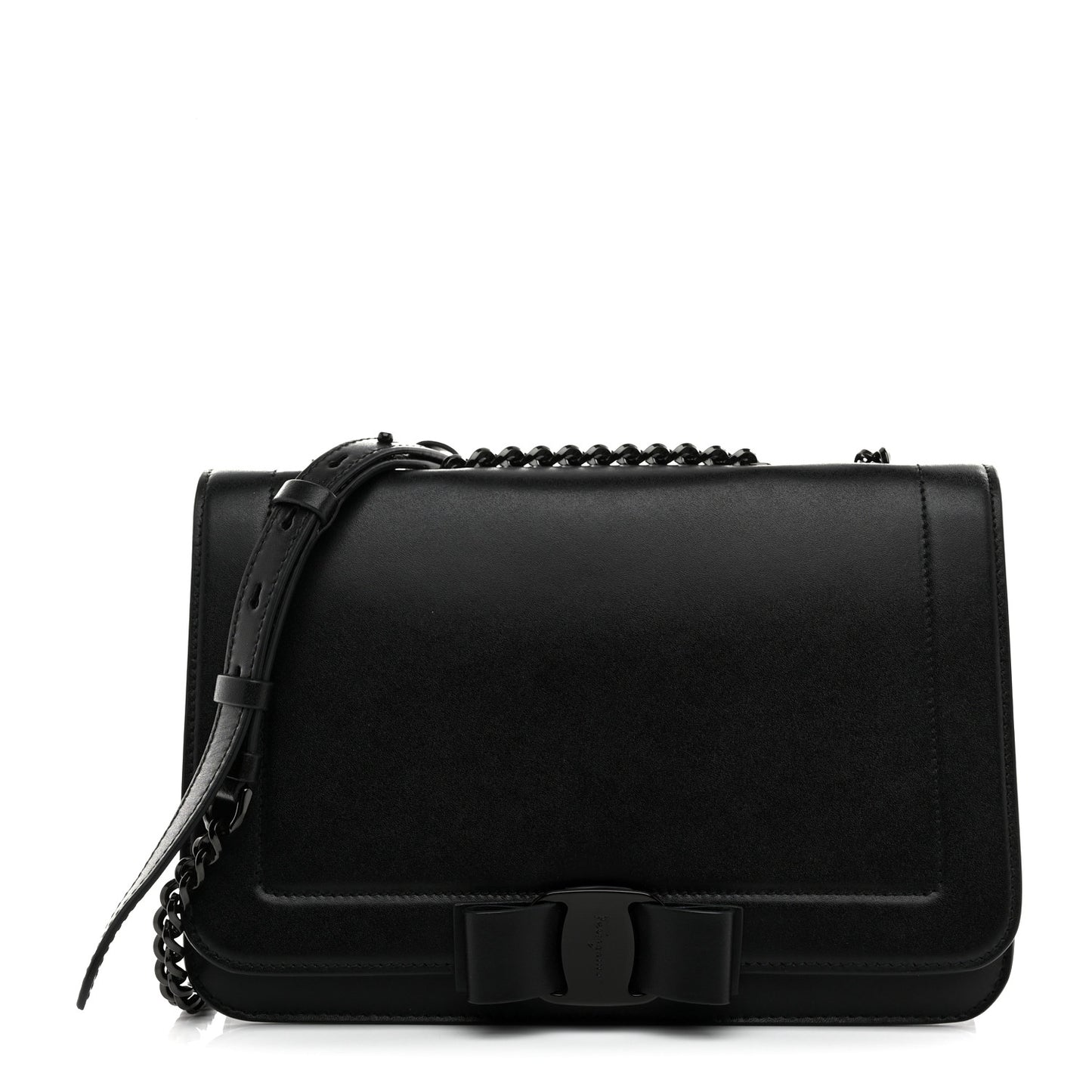 Smooth Calfskin Vara Bow Chain Flap Crossbody Black