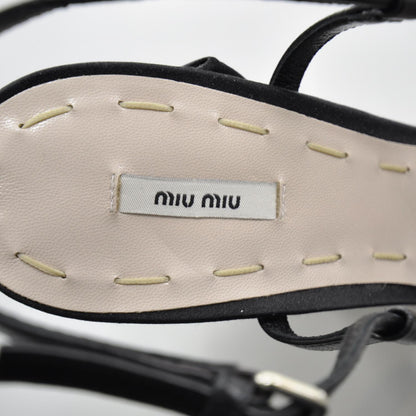 Miu Miu Satin Wedge Sandals 39 Gray Black 6 of 6