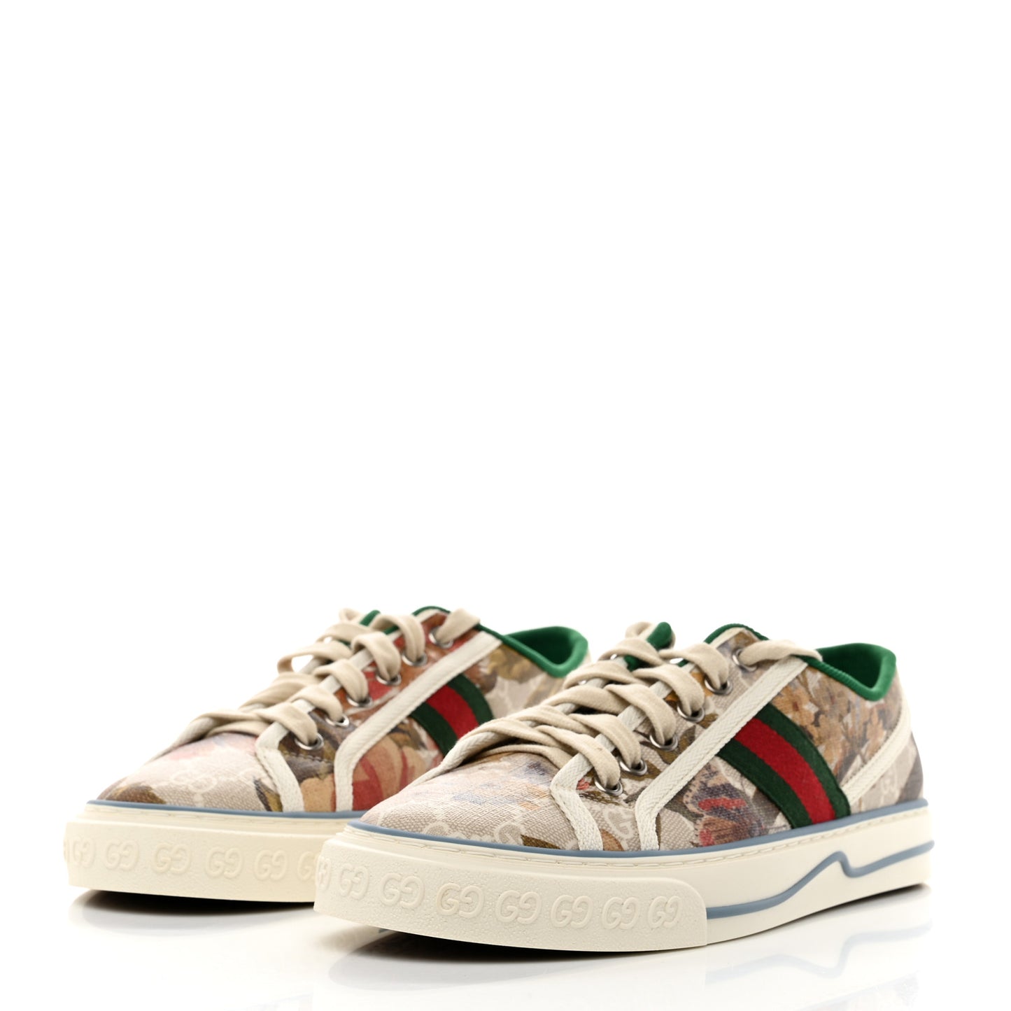 GG Supreme Monogram Water Flora Web Womens 1977 Tennis Sneakers 39 Beige White Multicolor Mystic White
