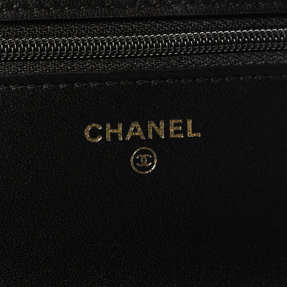 Chanel Lambskin Quilted CC Pearl Crush Wallet on Chain WOC Black 6 of 11