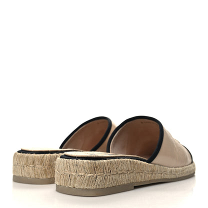 Chanel Crumpled Goatskin CC Espadrille Mules 38 Beige Black 4 of 9