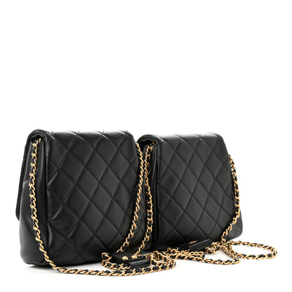 Chanel Lambskin Pearl Quilted Side Packs Black 3 of 11