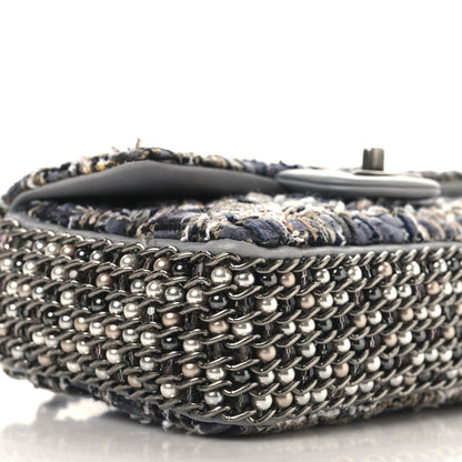 Chanel Tweed Quilted Mini Side Pearl Flap Bag Grey 9 of 10