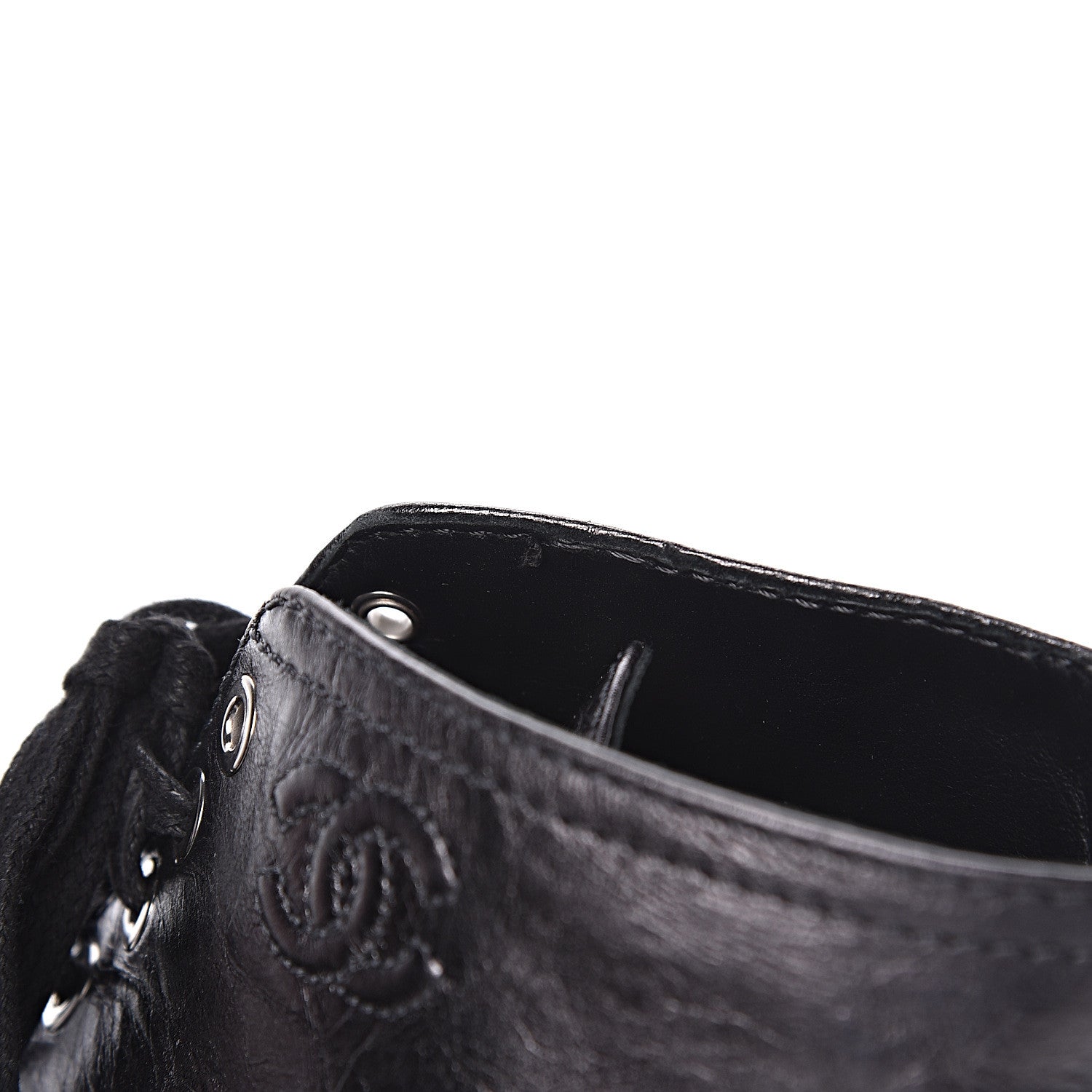 Chanel Metallic Calfskin CC Ankle Boots 40.5 Silver Black 11 of 16