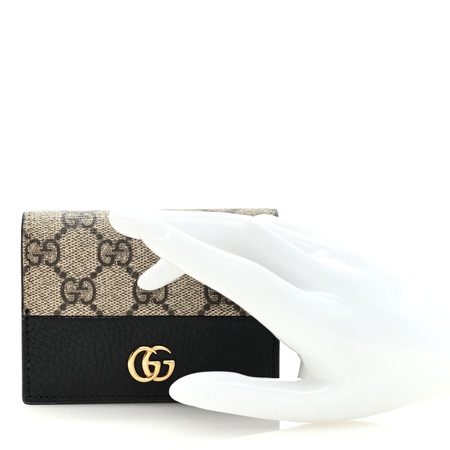 Dollar Calfskin GG Supreme Monogram GG Marmont Card Case Black Beige Ebony