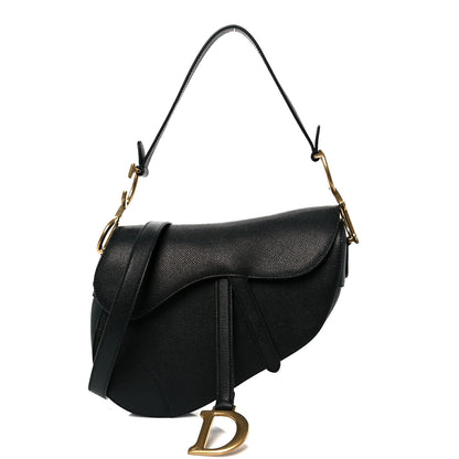 Christian Dior Grained Calfskin Saddle Bag With Strap Black 1 of 10