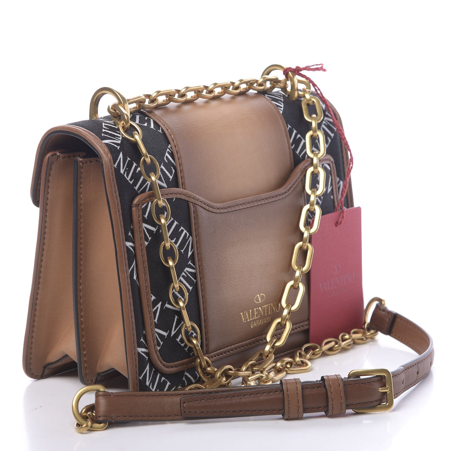 Calfskin VLTN Small Uptown Logo Shoulder Bag