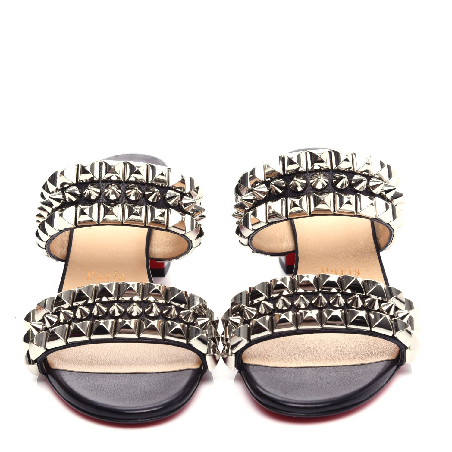 Christian Louboutin Calfskin Studded Tina Goes Mad 55 Slide Sandals 36 Black 5 of 10