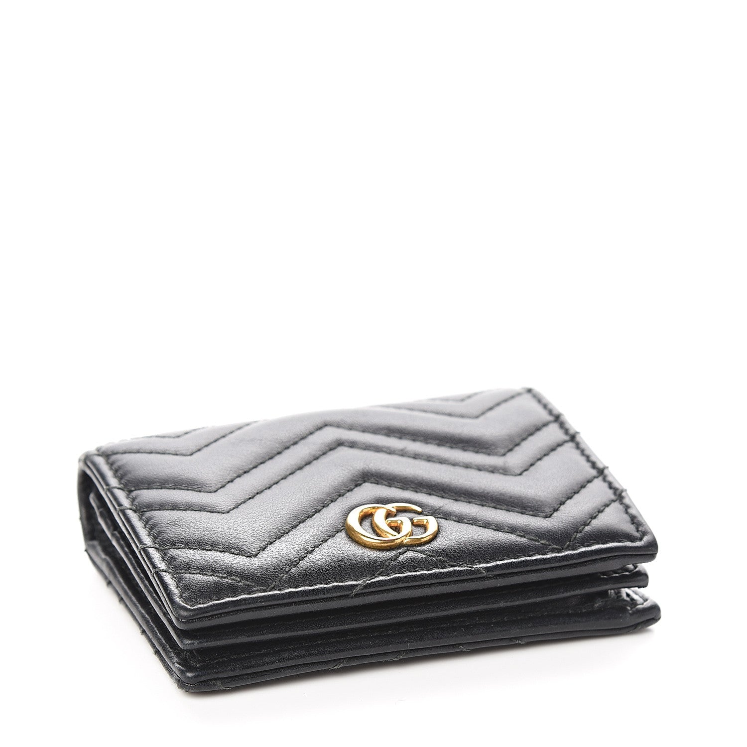 Gucci Calfskin Matelasse GG Marmont Card Case Wallet Black 3 of 6
