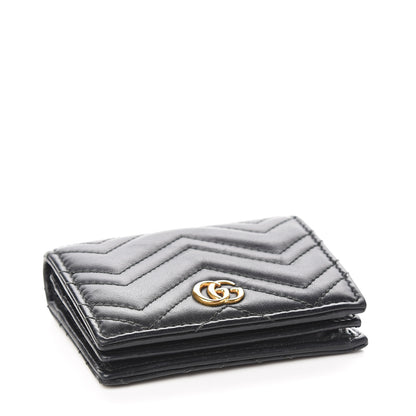 Gucci Calfskin Matelasse GG Marmont Card Case Wallet Black 3 of 6