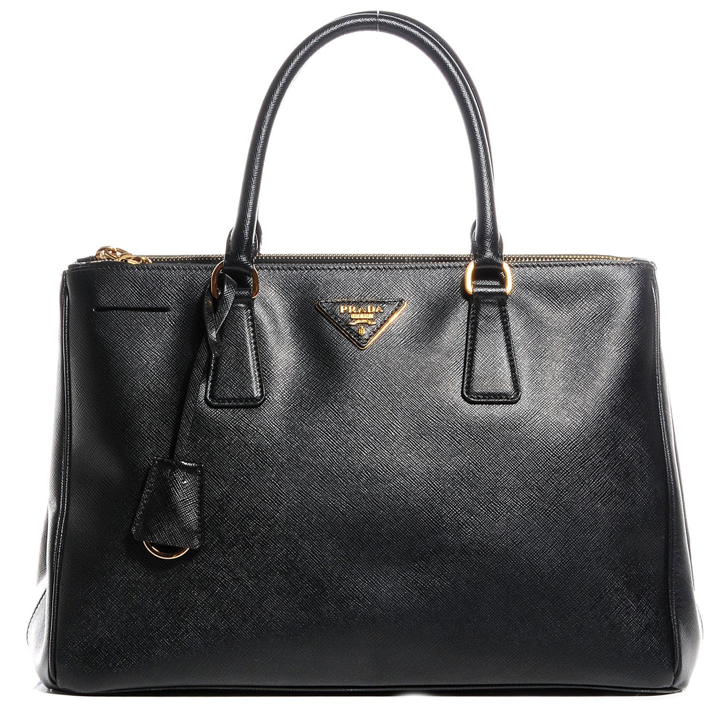 Saffiano Lux Medium Double Zip Tote Nero Black