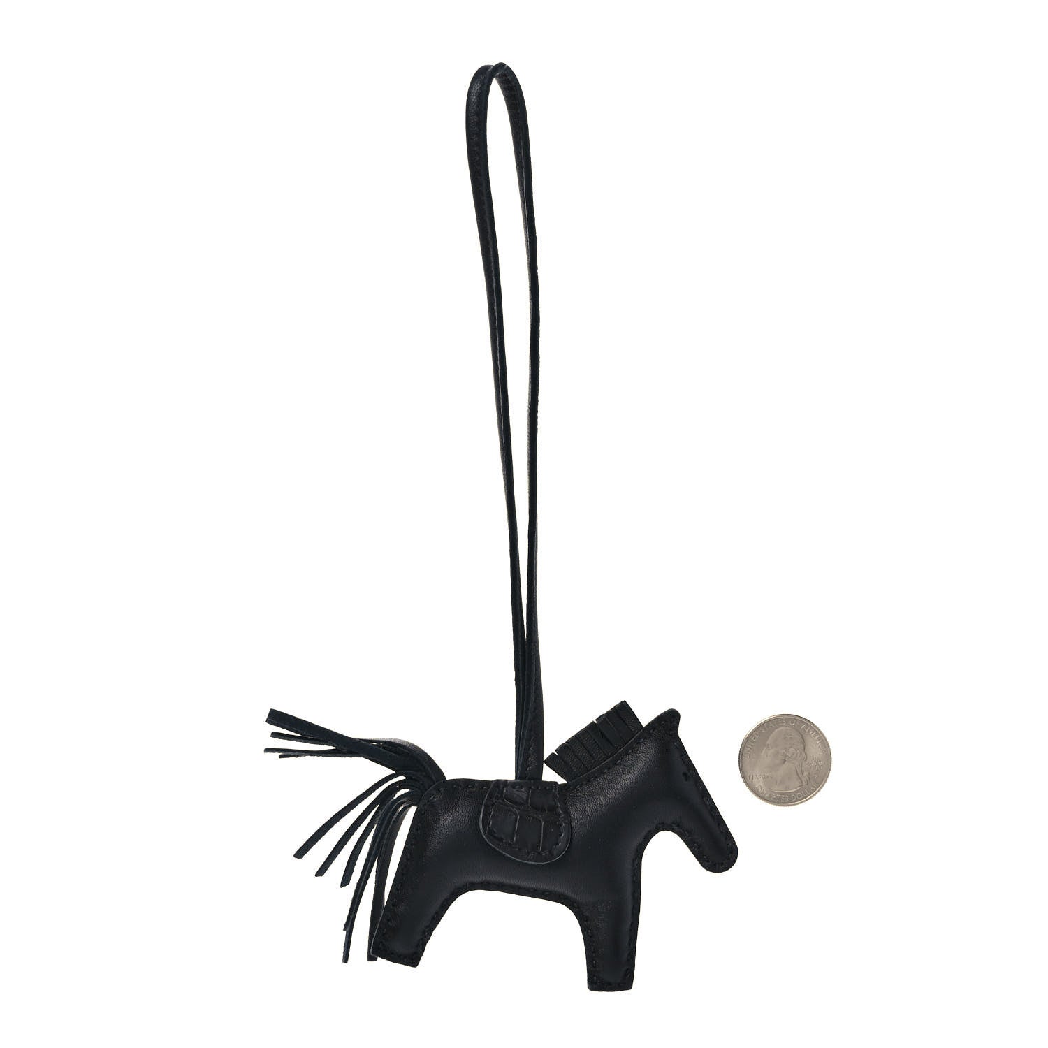 Hermes Milo Lambskin Matte Alligator Touch Grigri Rodeo Horse Bag Charm PM So Black 2 of 4