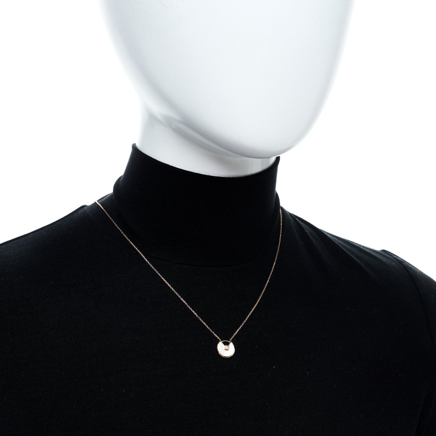 18K Yellow Gold Diamond Mother of Pearl XS Amulette de Cartier Pendant Necklace