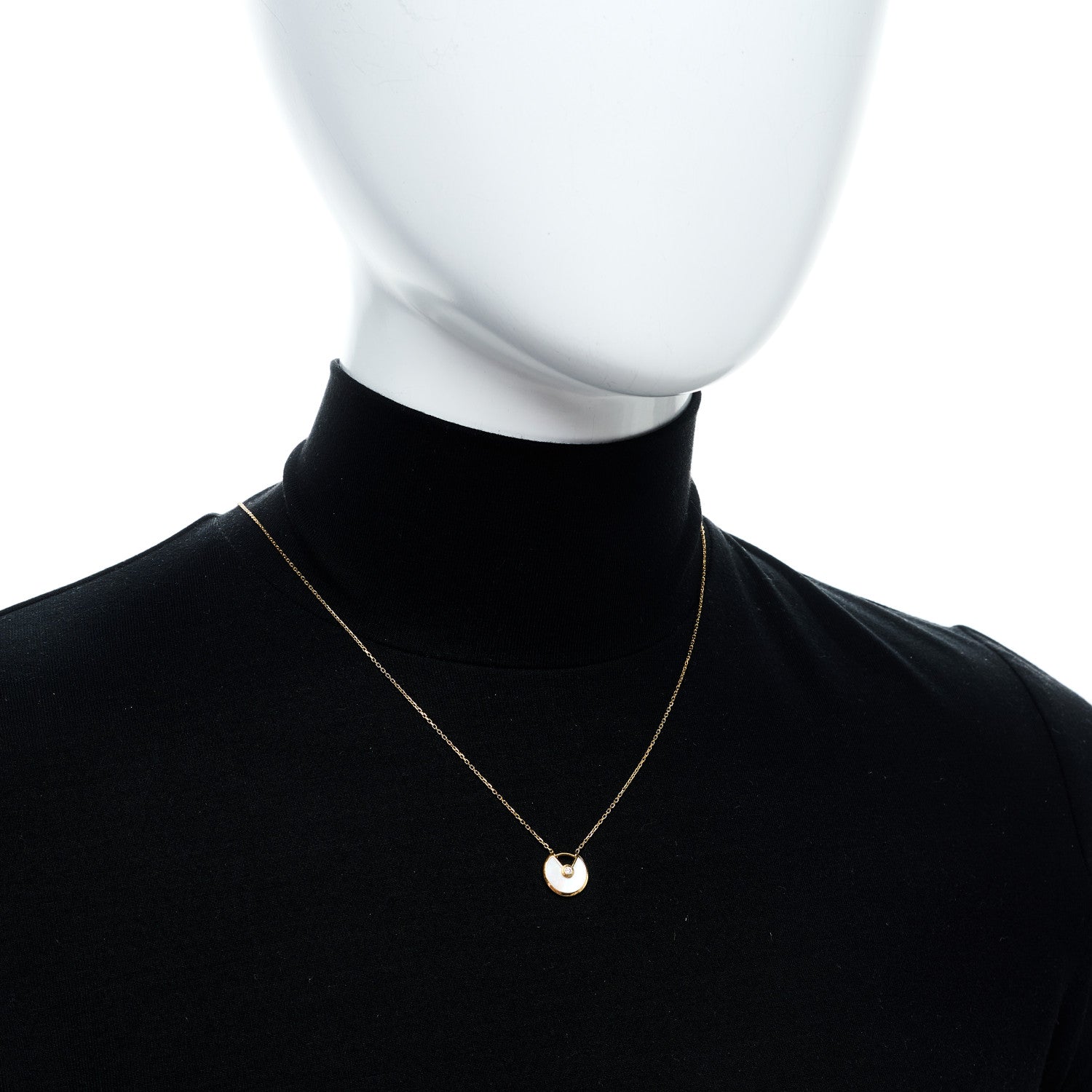 Cartier 18K Yellow Gold Diamond Mother of Pearl XS Amulette de Cartier Pendant Necklace 2 of 4