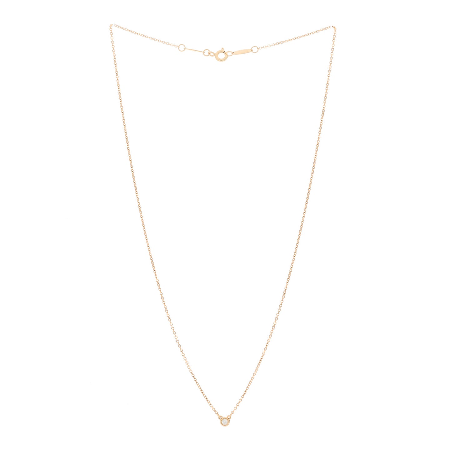 18K Rose Gold Diamond .03ct Elsa Peretti Diamonds by the Yard Pendant Necklace
