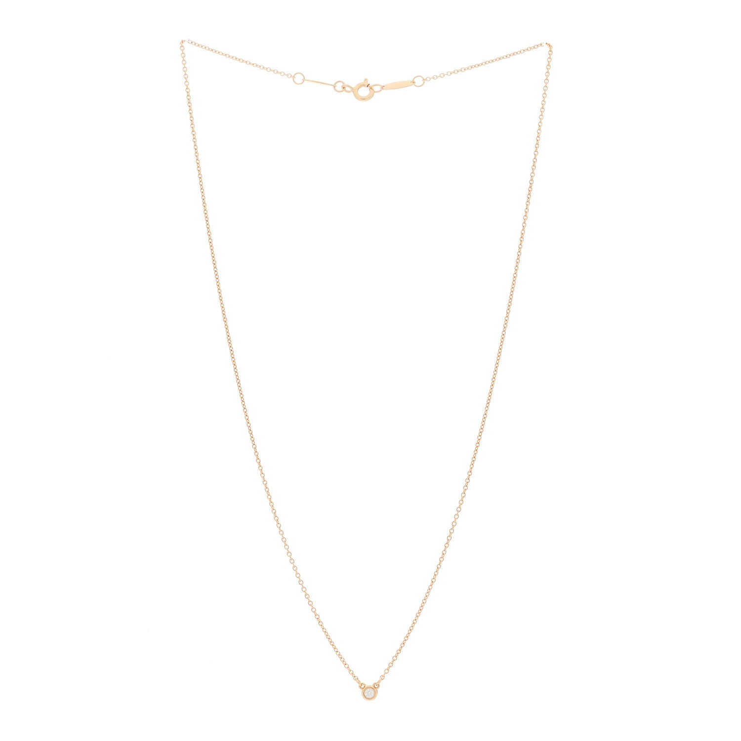 Tiffany 18K Rose Gold Diamond .03ct Elsa Peretti Diamonds by the Yard Pendant Necklace 2 of 7