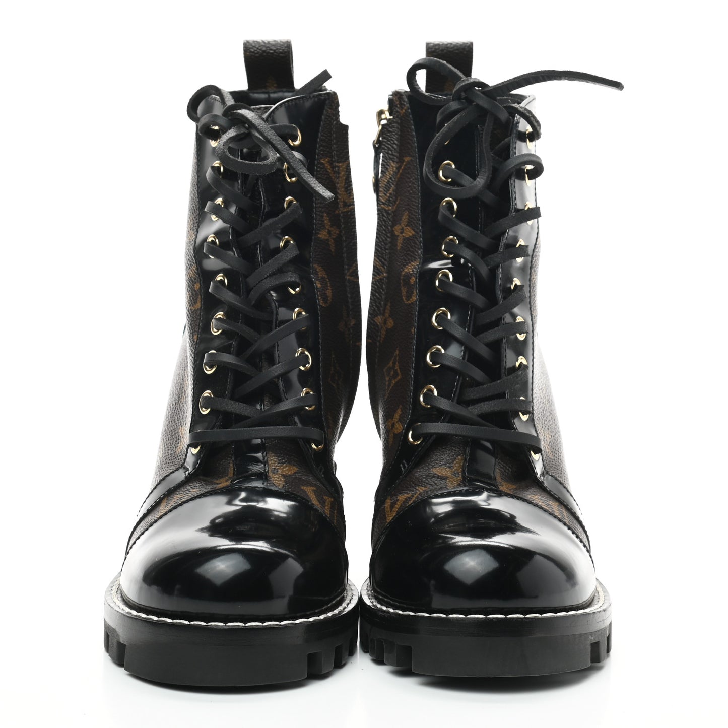 Patent Calfskin Monogram Star Trail Ankle Boots 40 Black