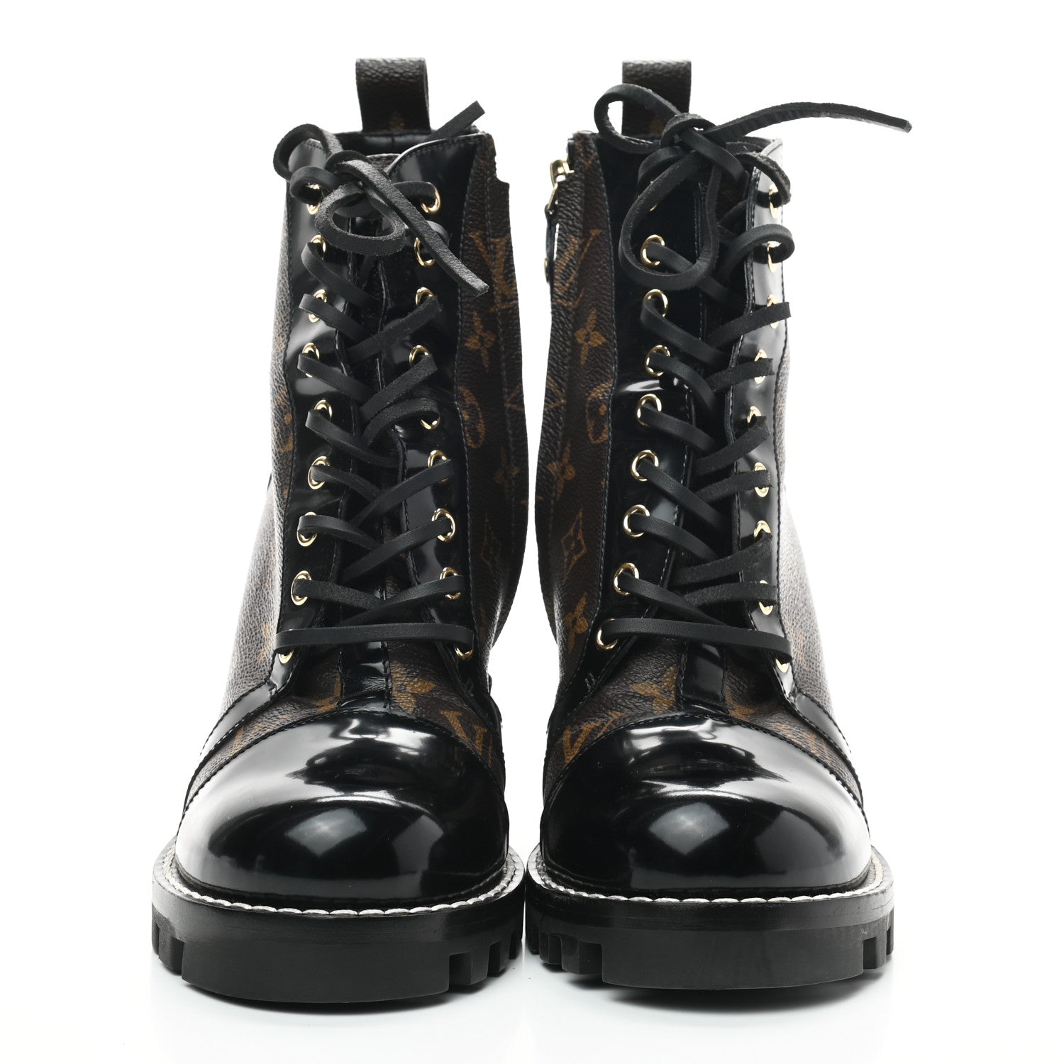 Louis Vuitton Patent Calfskin Monogram Star Trail Ankle Boots 40 Black 2 of 8