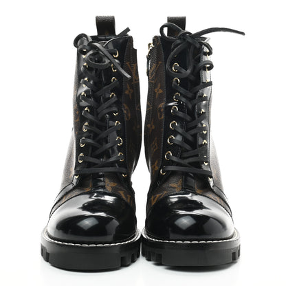 Louis Vuitton Patent Calfskin Monogram Star Trail Ankle Boots 40 Black 2 of 8