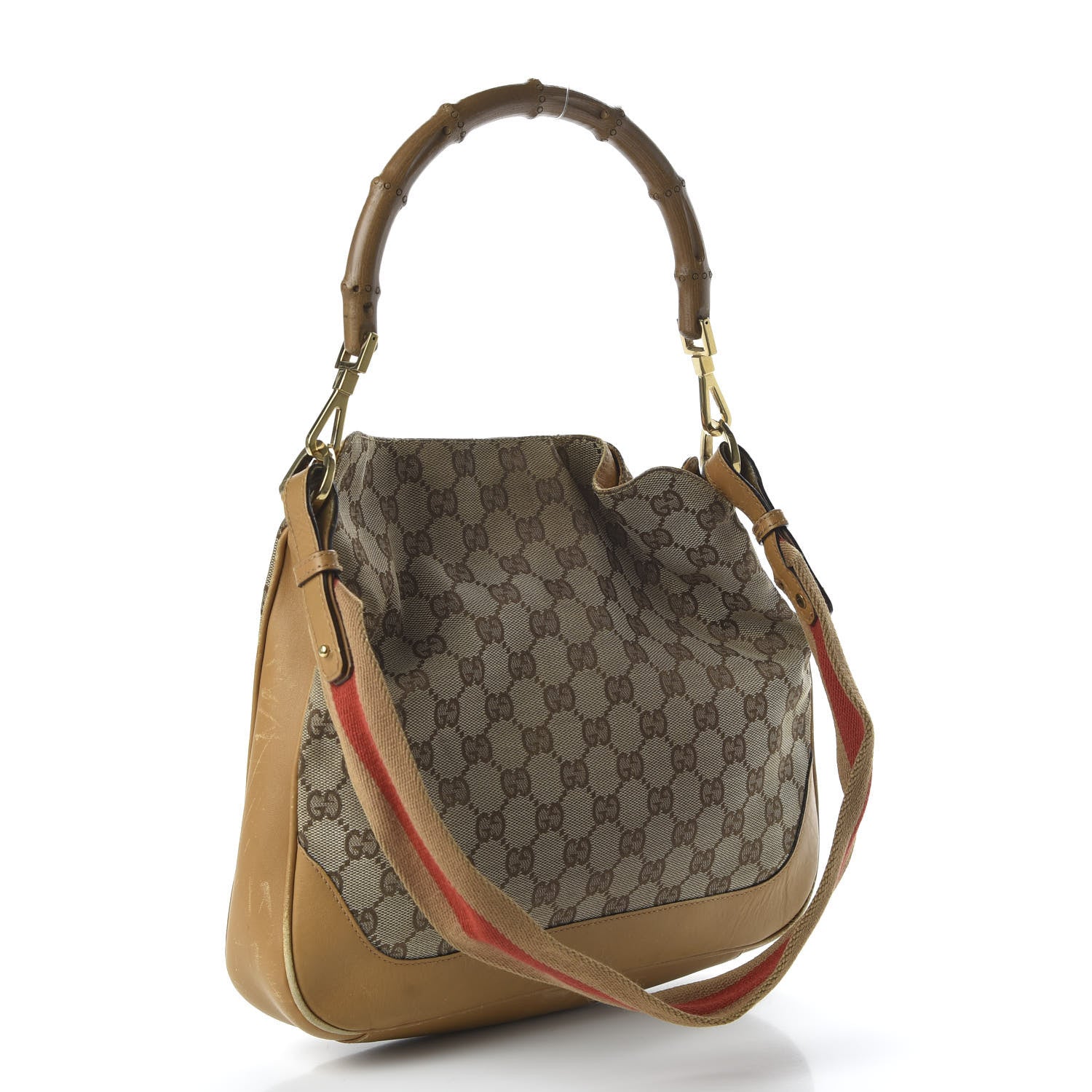 Gucci Monogram Bamboo Top Handle Bag Tan 2 of 9