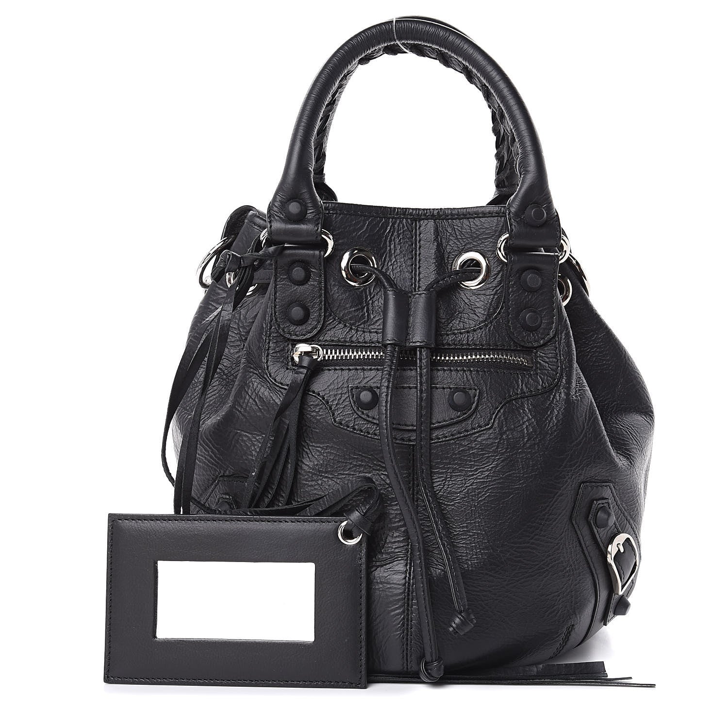 Balenciaga Matte Goatskin Rubber Covered Classic Hardware Mini Pompon Black 1 of 10