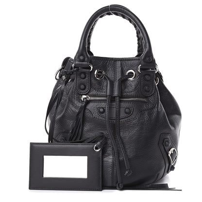 Balenciaga Matte Goatskin Rubber Covered Classic Hardware Mini Pompon Black 1 of 10