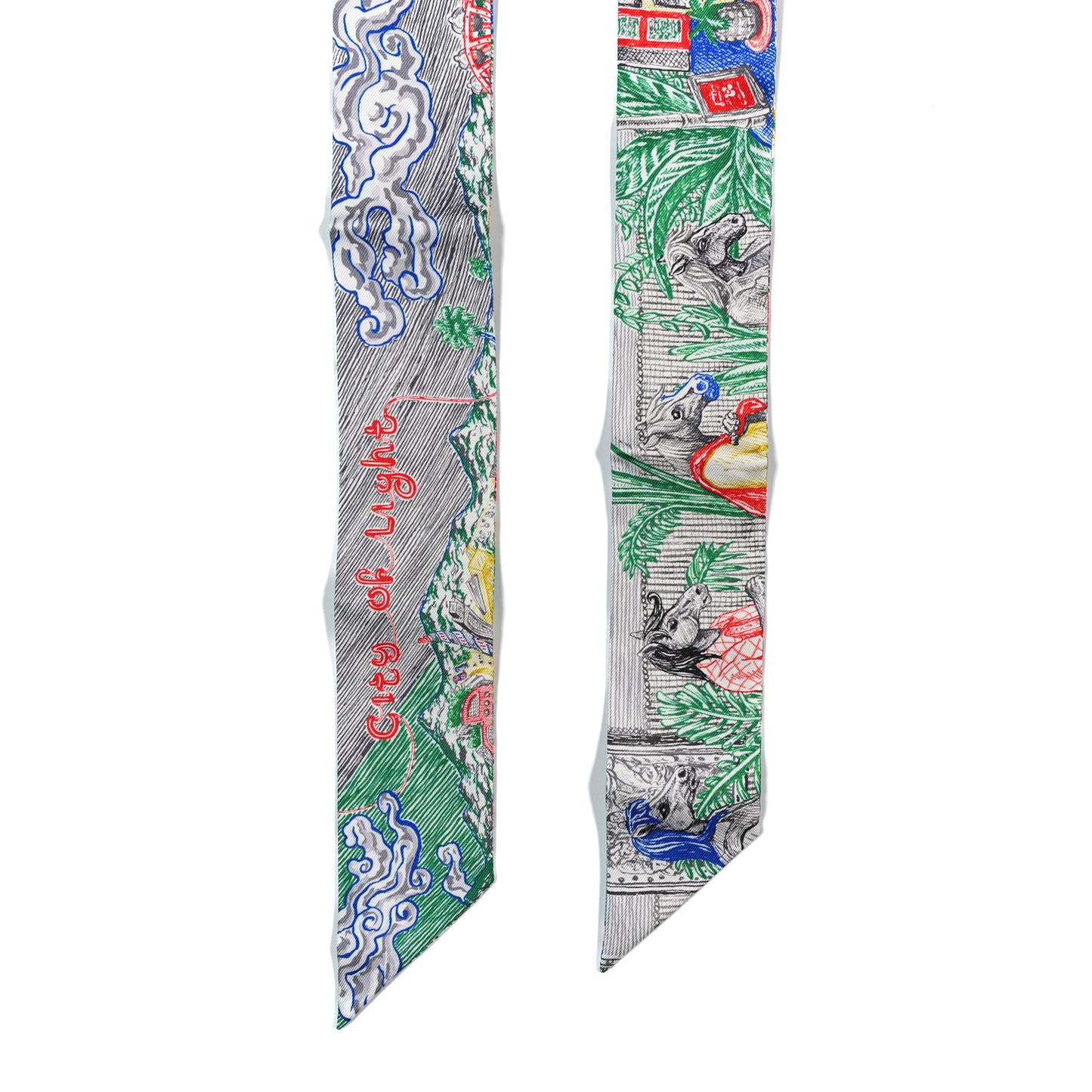 Silk Pantin City Twilly Vert Gris Multicolor