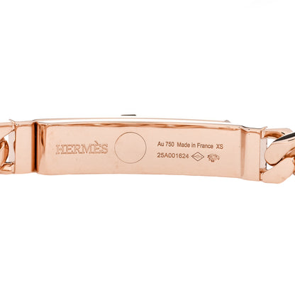 Hermes 18K Rose Gold Diamond PM Kelly Gourmette Chaine Bracelet XS 3 of 4