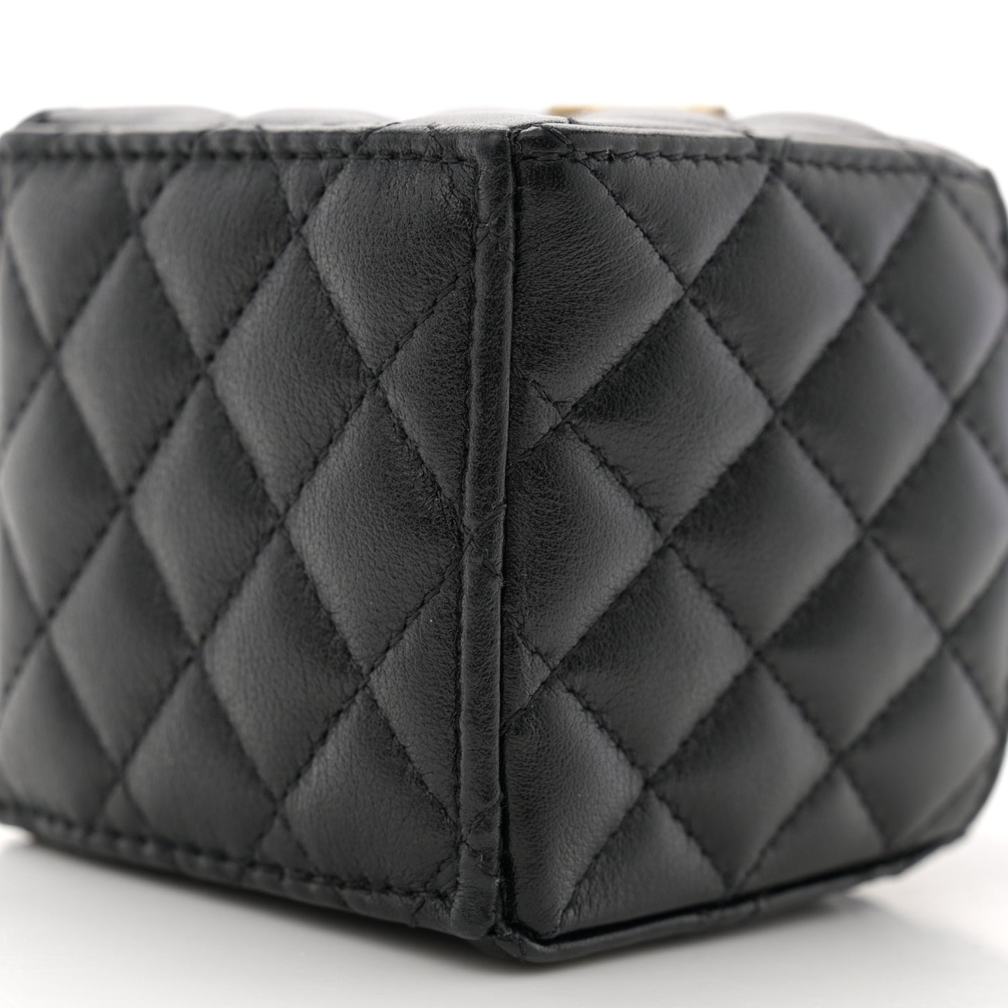 Calfskin Quilted Mini Drawstring Bucket Bag Black