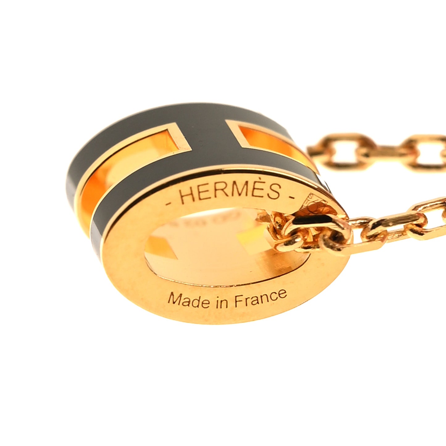 Lacquered Gold Mini Pop H Pendant Necklace Black